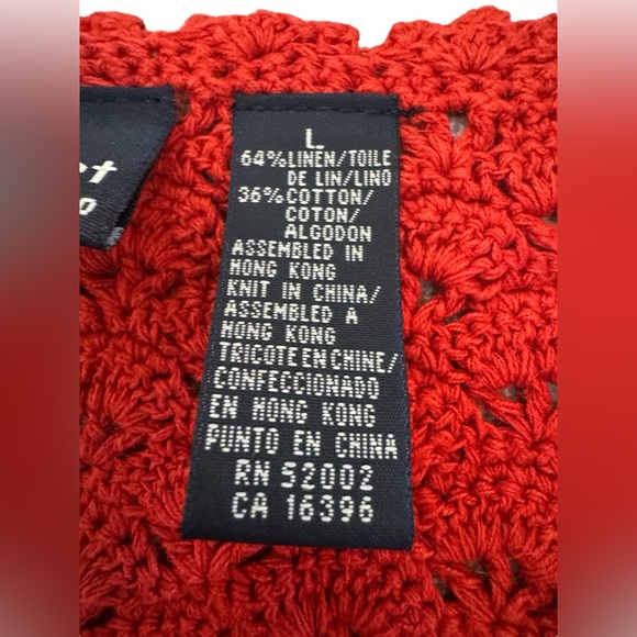 Lizsport Vintage Hand Crocheted Linen Cotton Vest Large - Picture 9 of 12